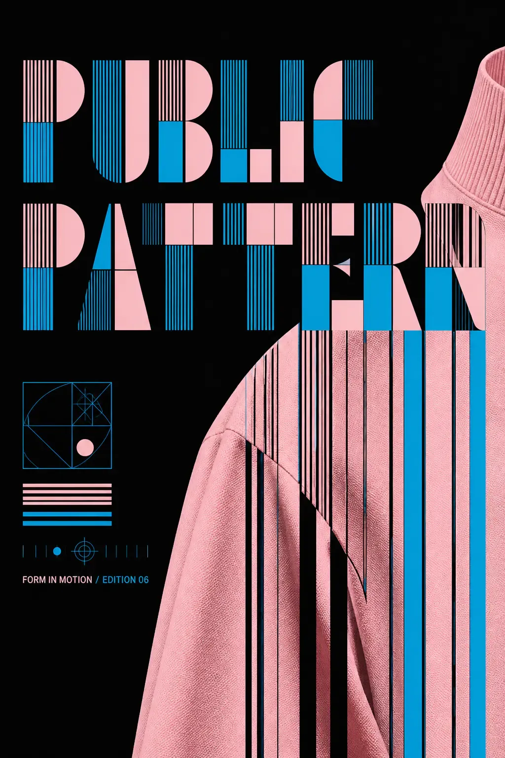 Public Pattern Graphic Design Poster with Pink Sweatshirt｜AI Image Generation Prompts