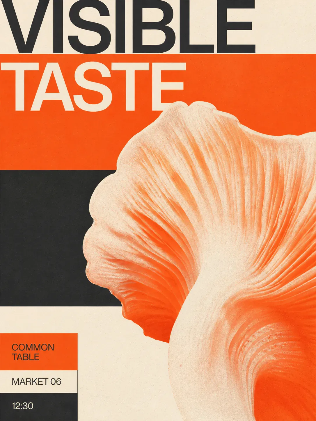 Visible Taste poster featuring orange mushroom art｜AI Image Generation Prompts