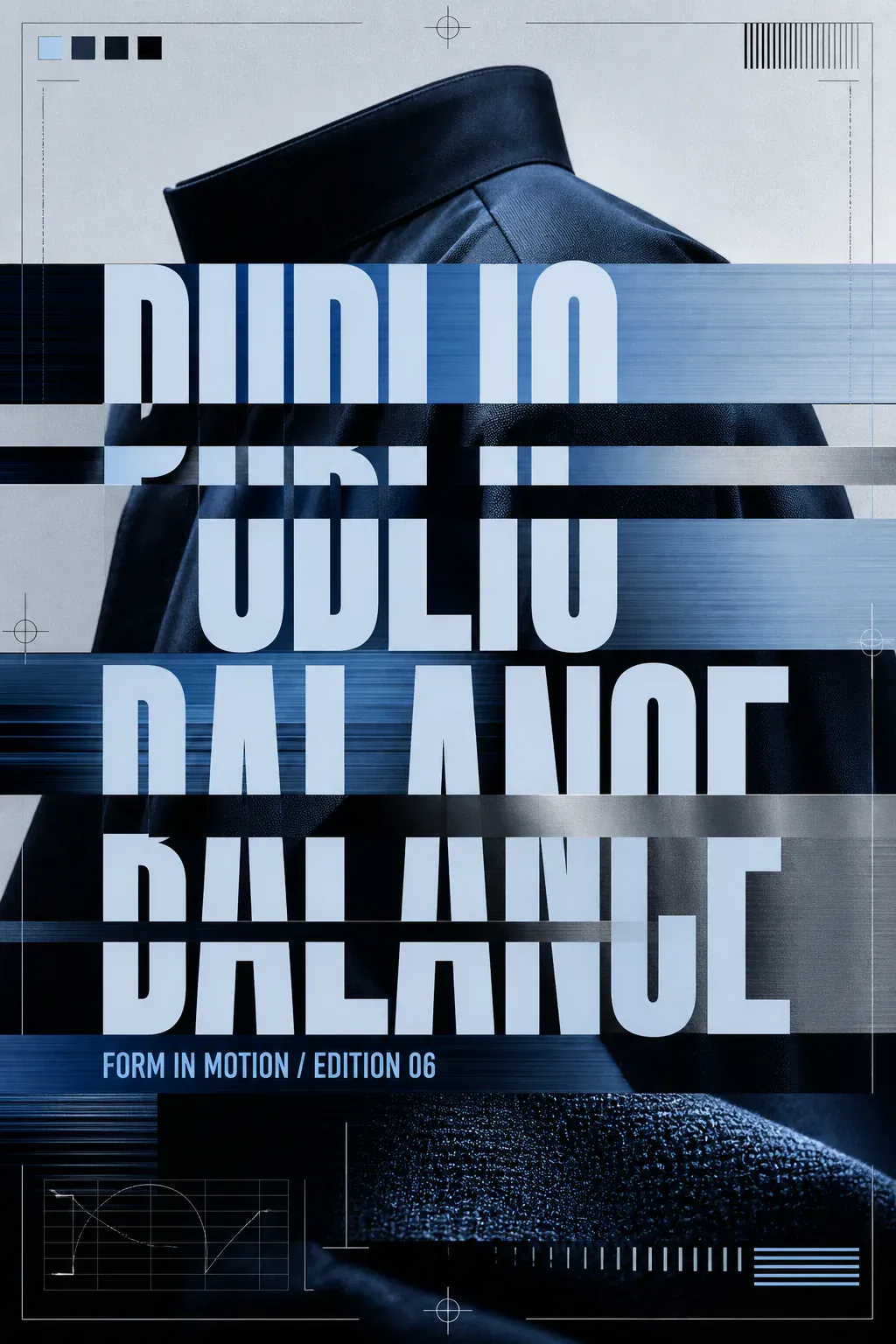 Futuristic Balance Poster with Glitch Typography｜AI Image Generation Prompts