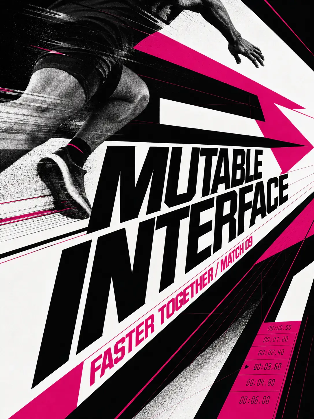 Dynamic Sprinter Poster with Mutable Interface Text｜AI Image Generation Prompts
