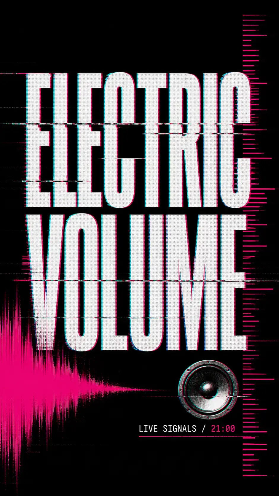 Electric Volume Glitch Music Poster｜AI Image Generation Prompts