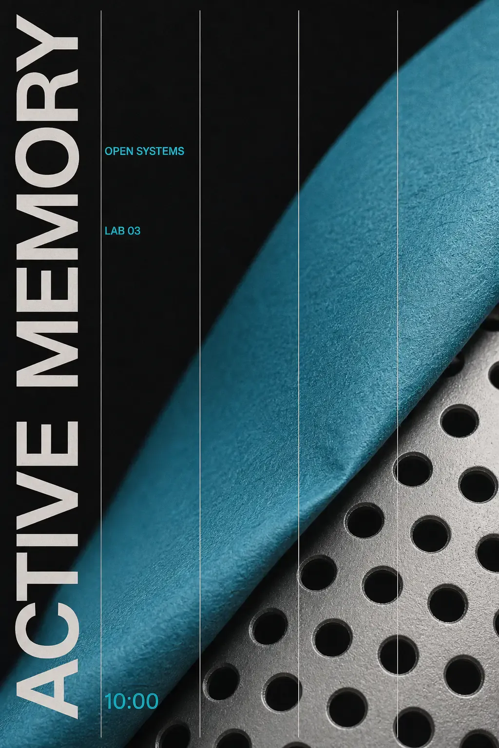 Active Memory design with teal fabric and perforated metal｜AI Image Generation Prompts