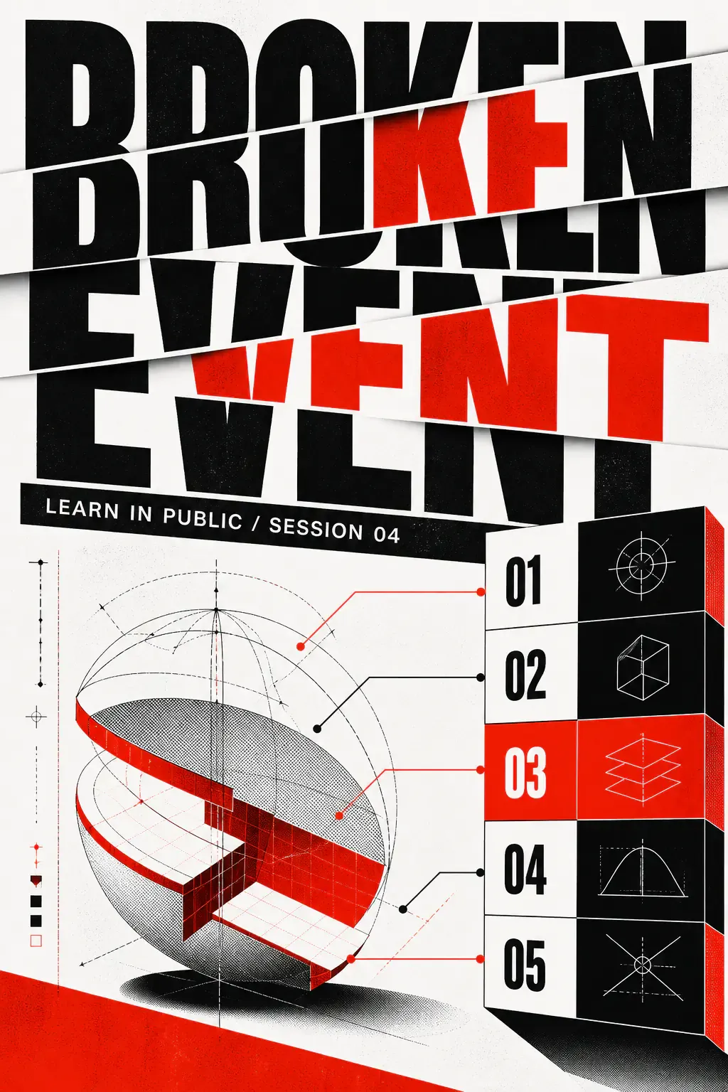Broken Event Poster Design with Geometric Sphere｜AI Image Generation Prompts