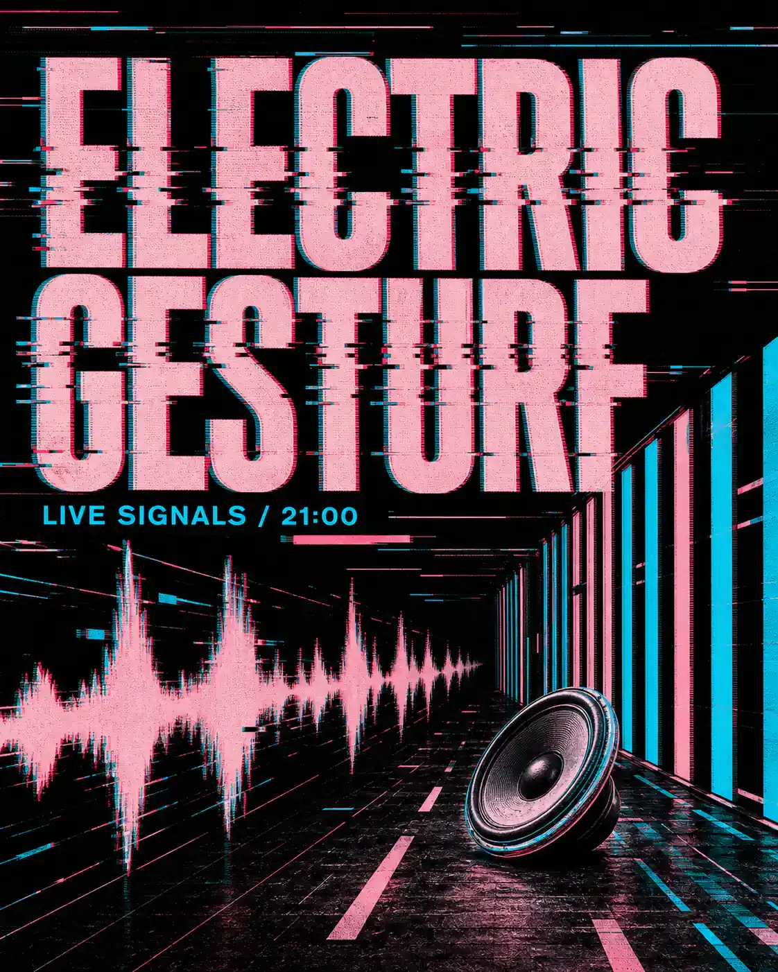 Electric Gesture Live Signals Music Event Poster｜AI Image Generation Prompts
