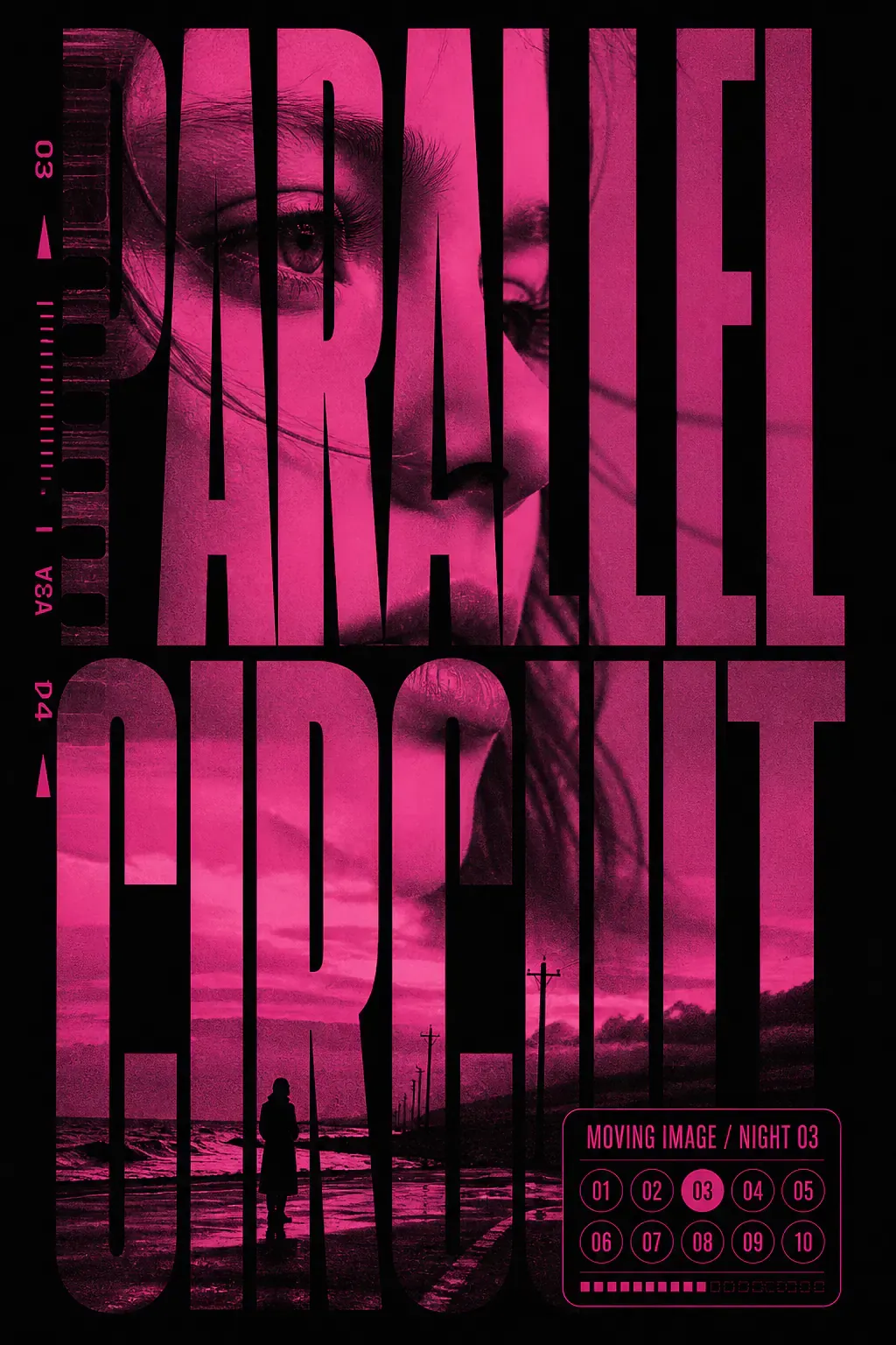 Parallel Circuit Pink Typography Movie Poster Design｜AI Image Generation Prompts