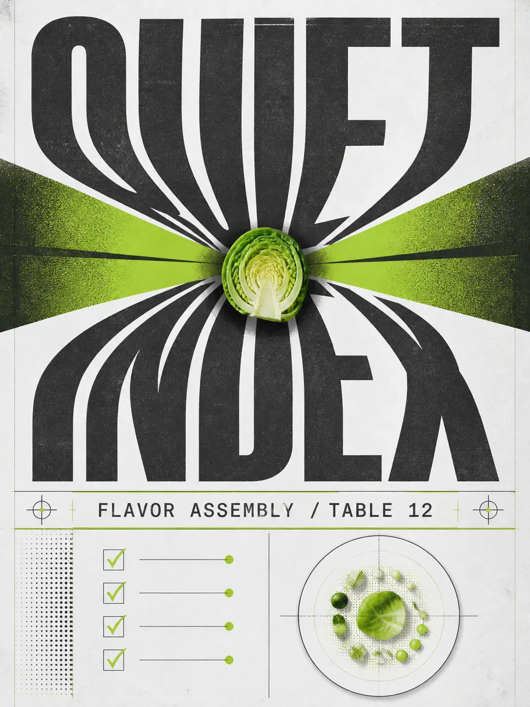 Quiet Idea Flavor Assembly Typographic Poster Design｜AI Image Generation Prompts