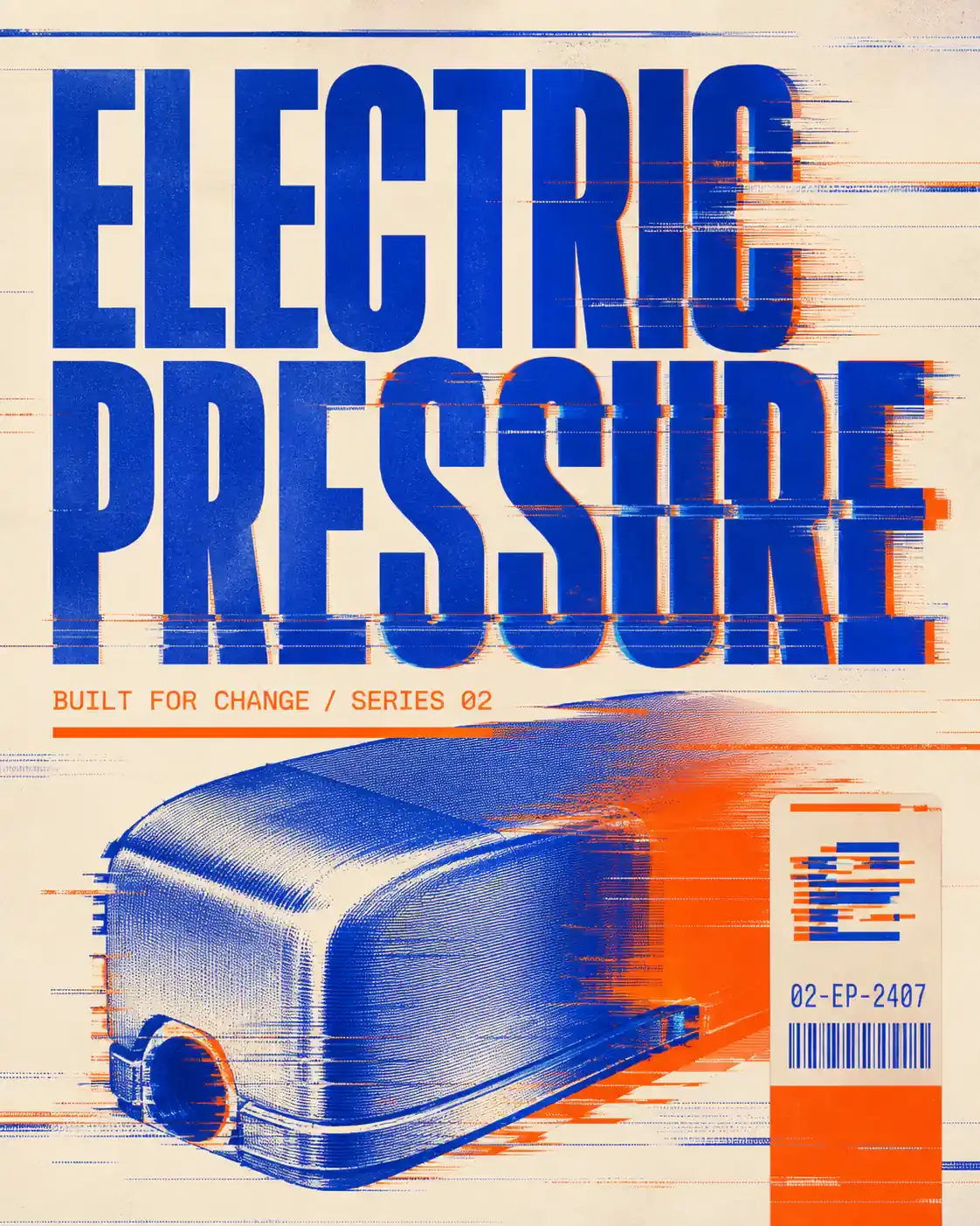 Electric Pressure Retro Glitch Art Poster Design｜AI Image Generation Prompts