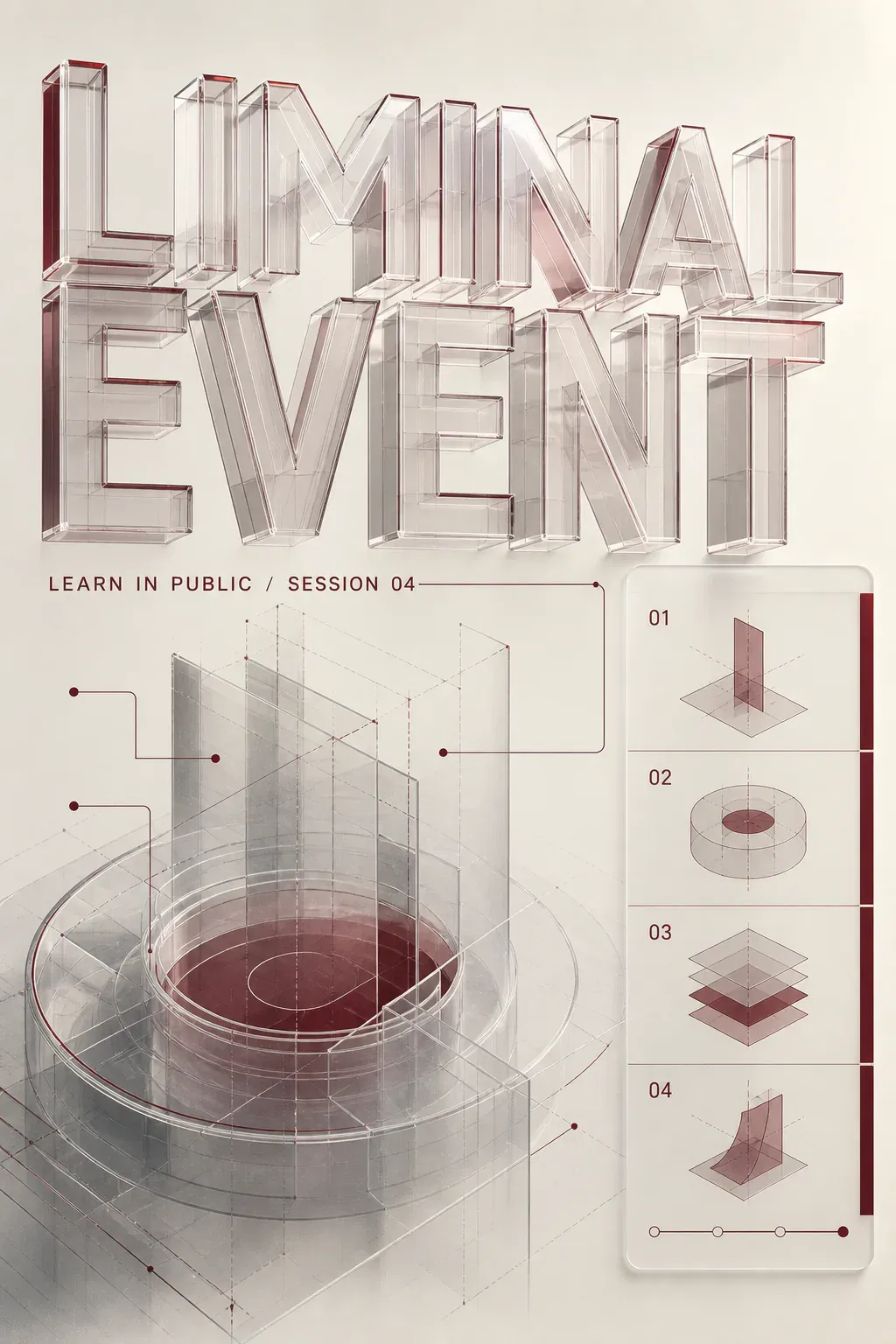Liminal Event 3D Glass Typography Poster｜AI Image Generation Prompts