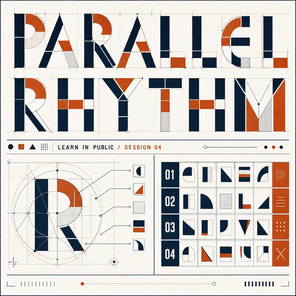 Parallel Rhythm Geometric Typography Poster｜AI Image Generation Prompts