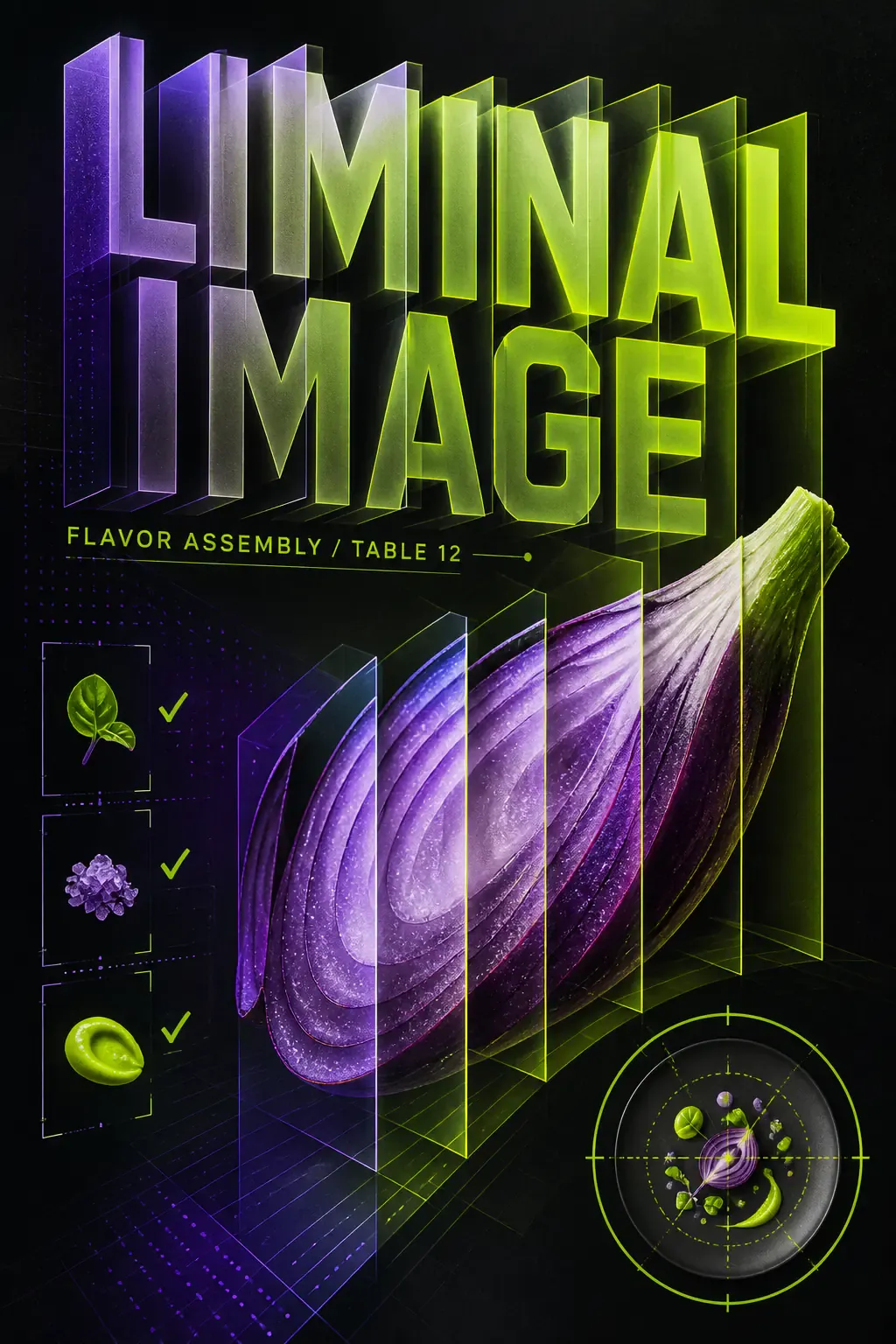Liminal Image Flavor Assembly Sliced Onion Poster｜AI Image Generation Prompts