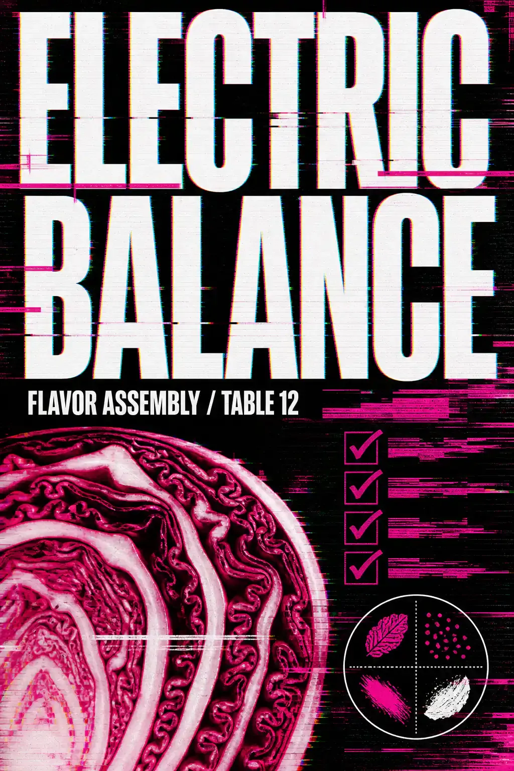 Electric Balance Flavor Assembly Glitch Poster｜AI Image Generation Prompts