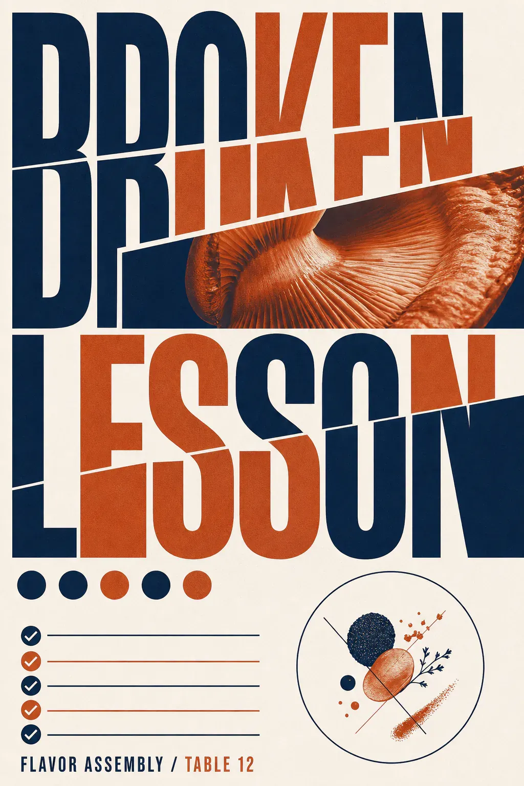 Lesson Flavor Assembly Mushroom Typography Poster｜AI Image Generation Prompts