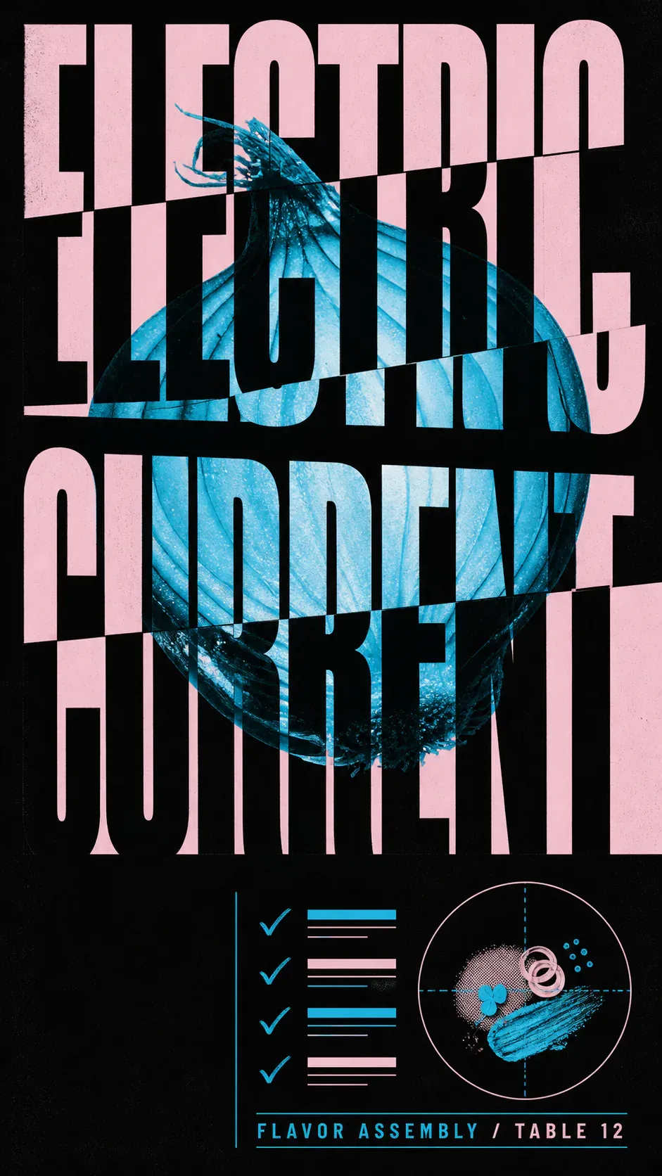Electric Current Onion Poster Design｜AI Image Generation Prompts
