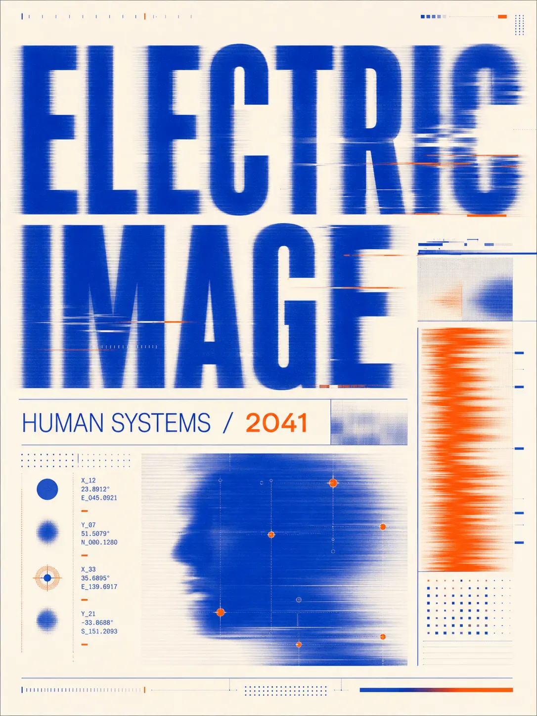 Electric Image Human Systems 2041 Glitch Poster｜AI Image Generation Prompts