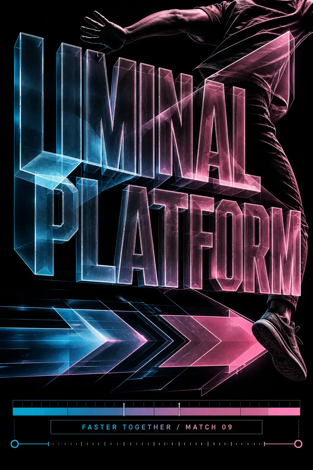 Luminal Platform Futuristic Neon Poster with Runner｜AI Image Generation Prompts