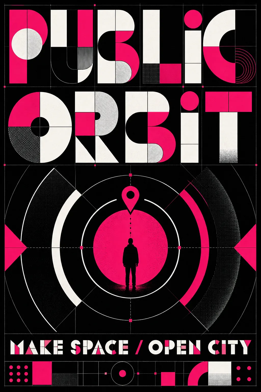 Public Orbit Geometric Typography Poster｜AI Image Generation Prompts