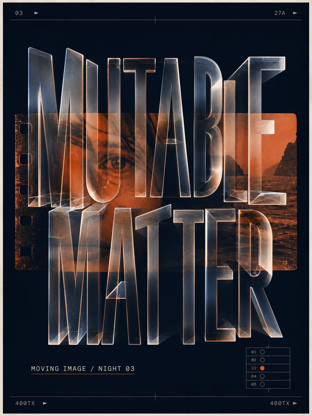 Mutable Matter 3D Glass Typography Poster Design｜AI Image Generation Prompts