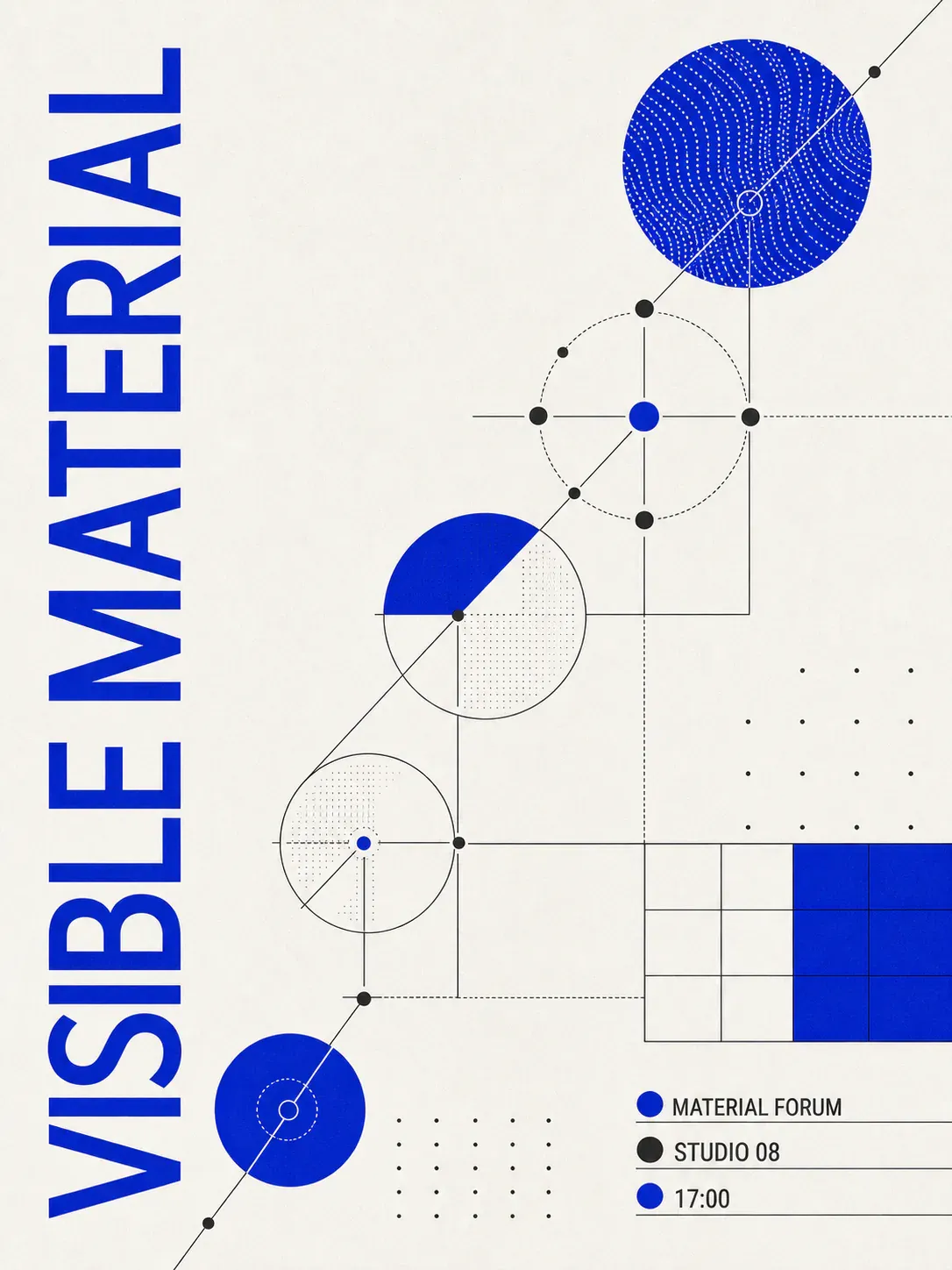 Visible Material geometric blue poster design｜AI Image Generation Prompts