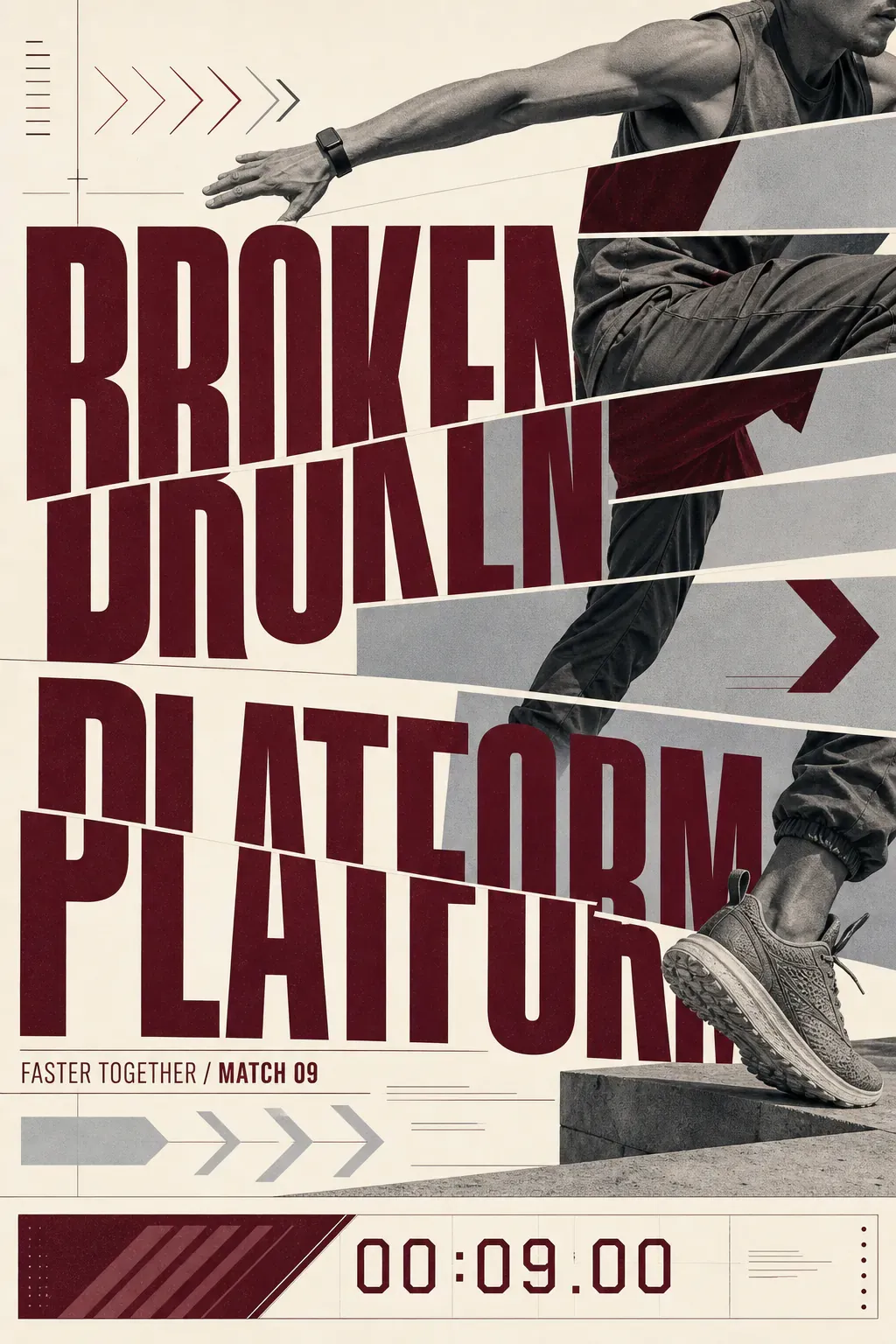Broken Platform Athlete Poster Design｜AI Image Generation Prompts