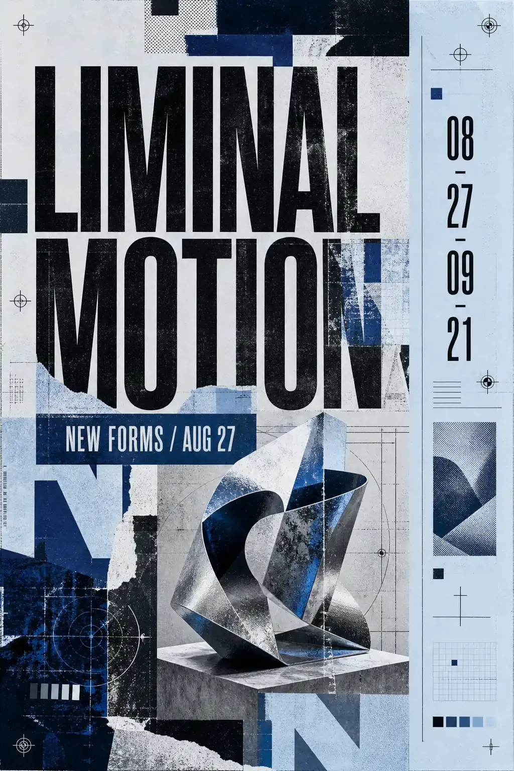 Liminal Motion Abstract Sculpture Poster Design｜AI Image Generation Prompts