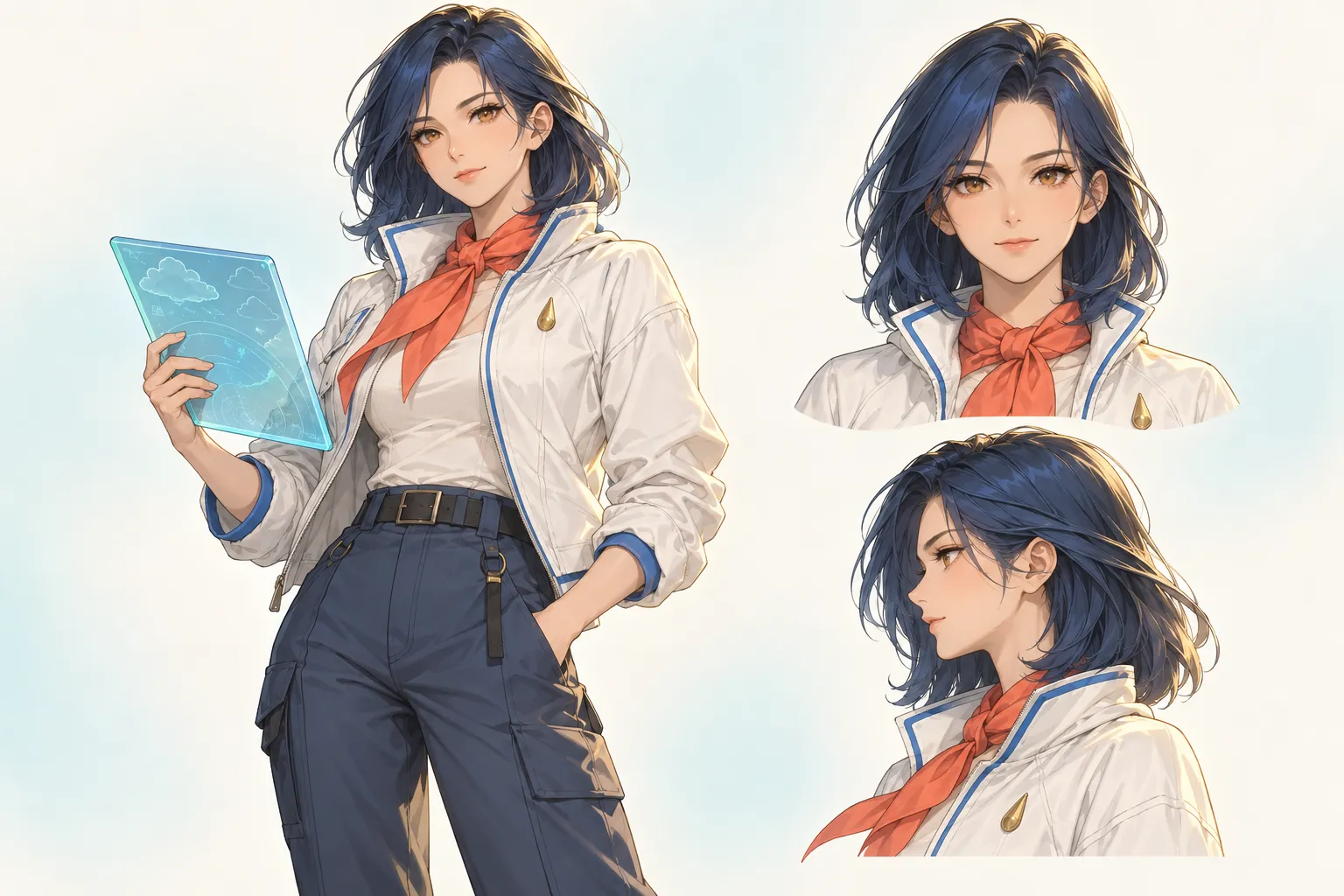 绫澜角色母版 原创动漫角色绫澜的全身母版与正面侧面头像参考