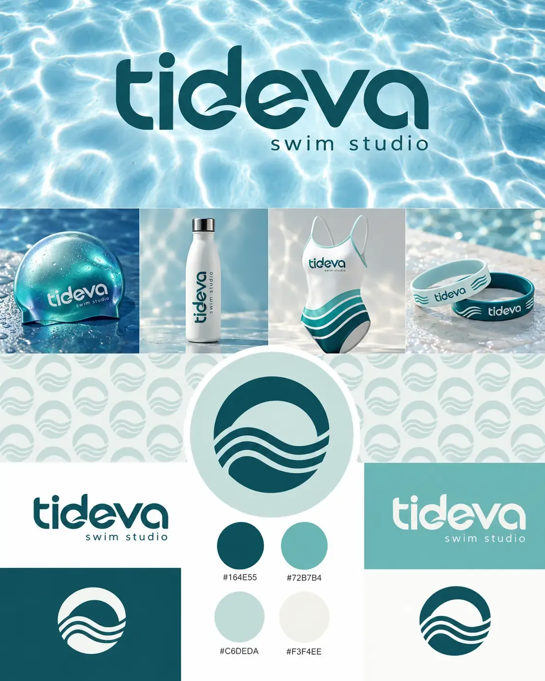 Identidad de marca y diseño de logotipo para Tideva Swim Studio | Prompts para la generación de imágenes por IA