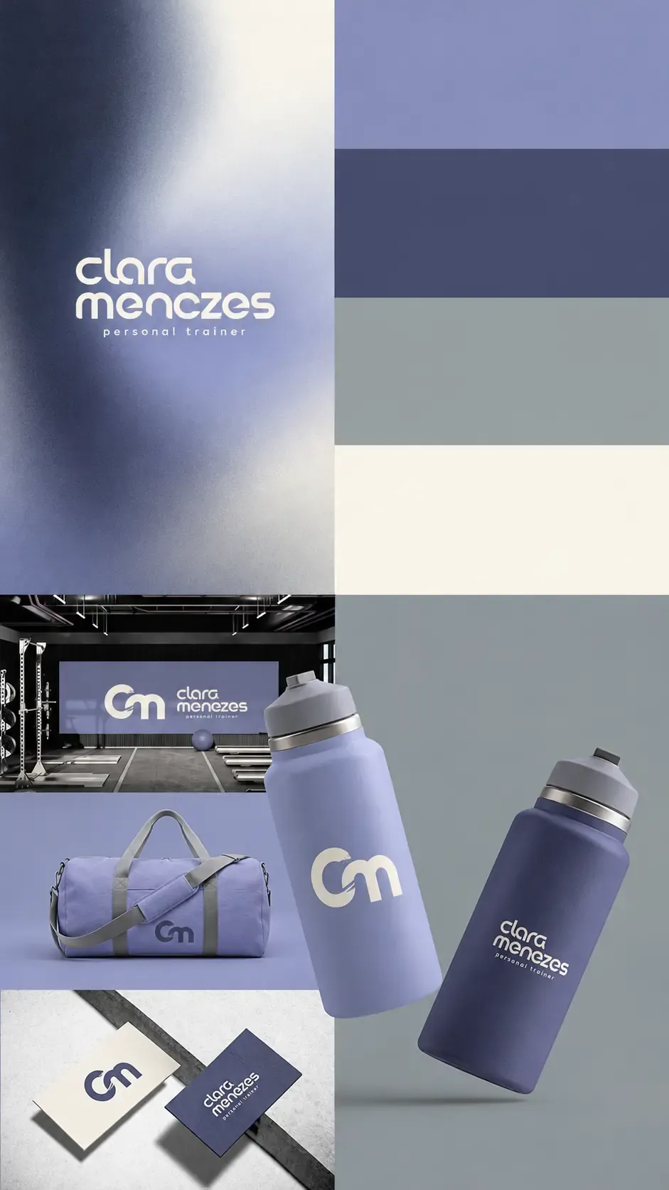 Clara Menezes Personal Trainer Brand Identity Mockup｜AI Image Generation Prompts