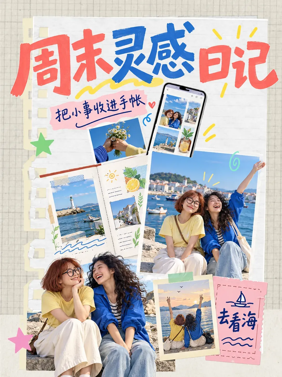 Diario de inspiración para el fin de semana: collage junto al mar | Prompts para la generación de imágenes por IA