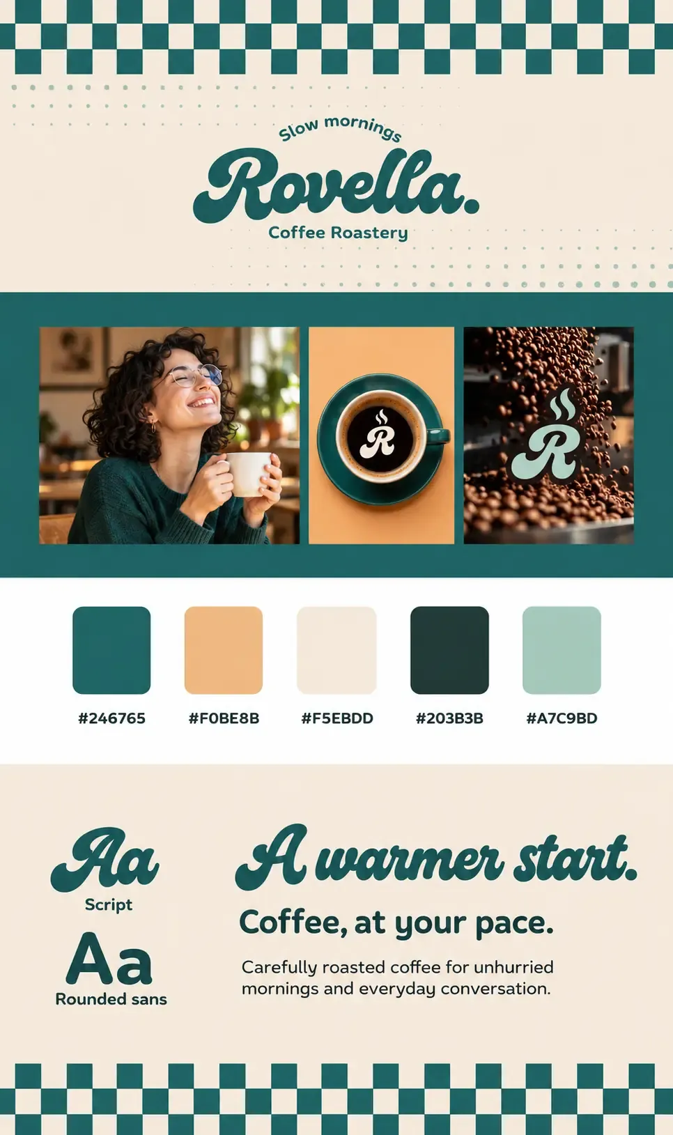Guía de estilo de la marca Rovella Coffee Roastery | Prompts para la generación de imágenes por IA