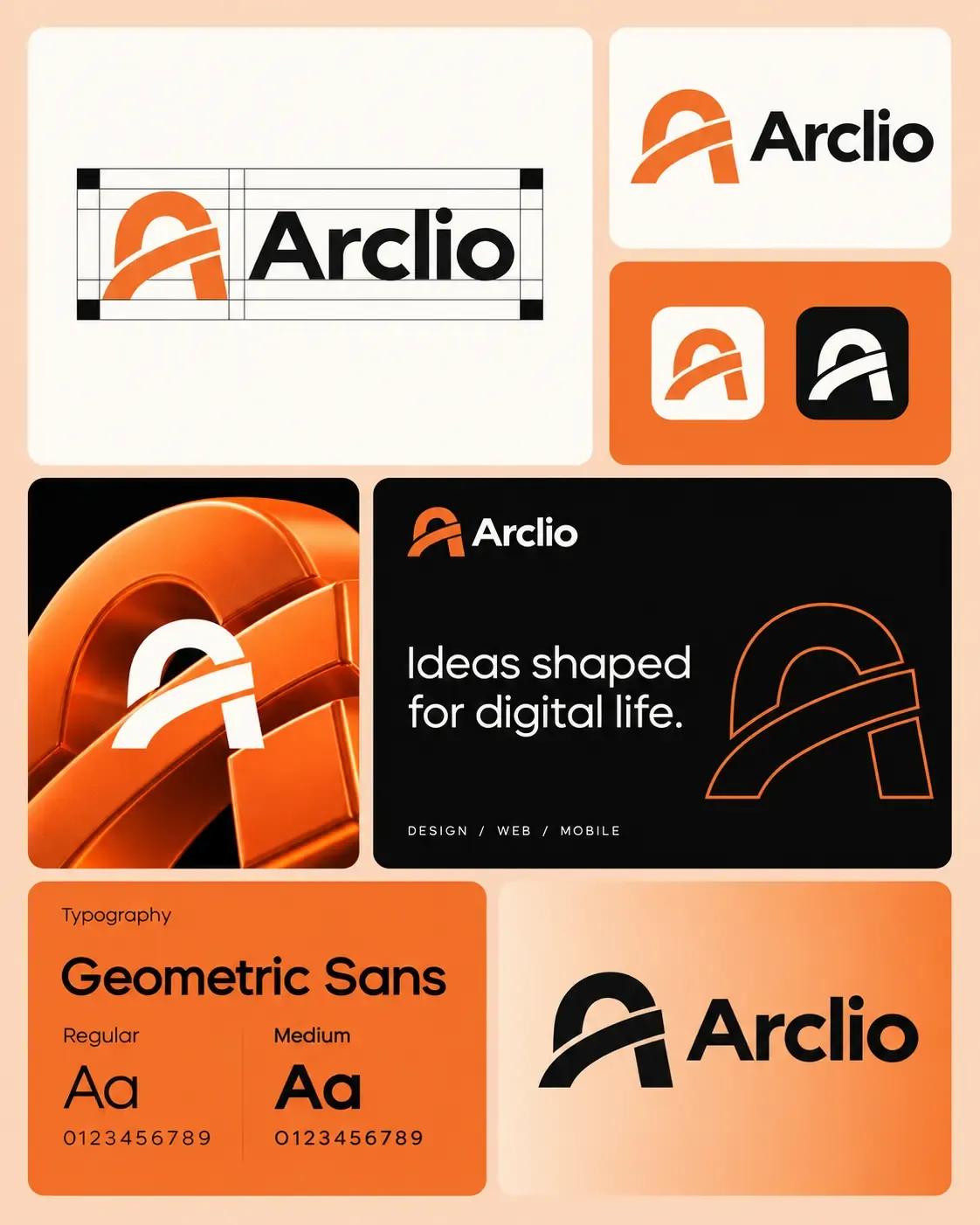 Presentación de la identidad de marca y el diseño del logotipo de Arclio | Prompts para la generación de imágenes por IA