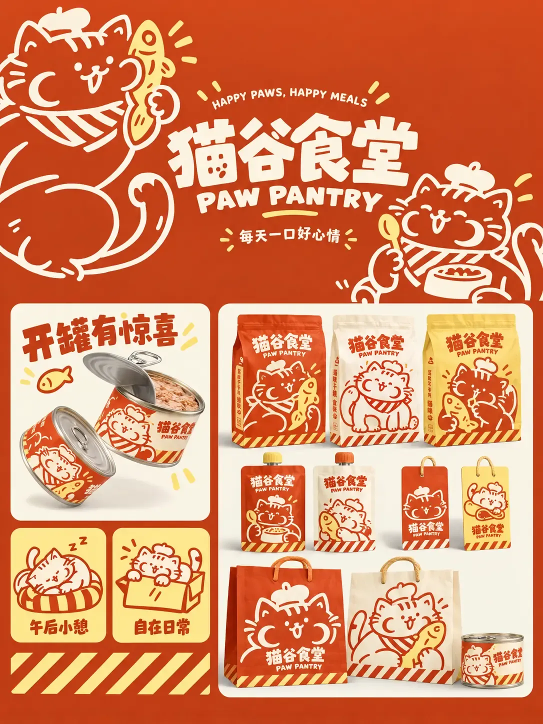Paw Pantry Cat Food Brand Packaging Design｜AI Image Generation Prompts