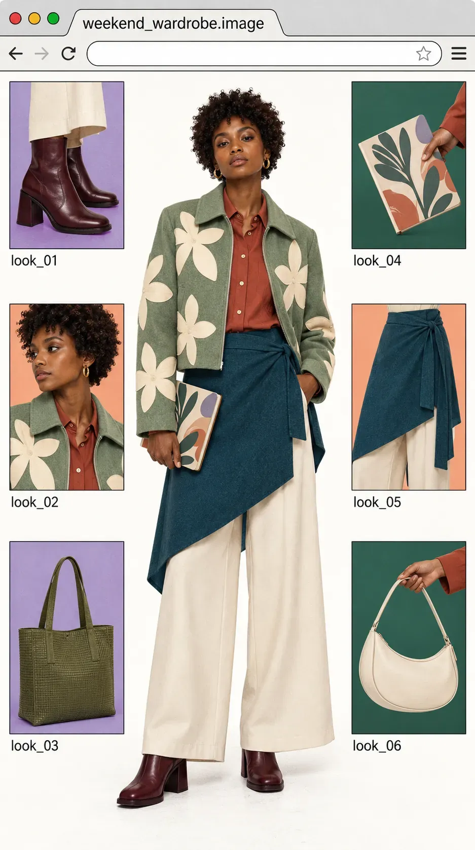 Collage de lookbook de moda para el fin de semana | Prompts para la generación de imágenes por IA