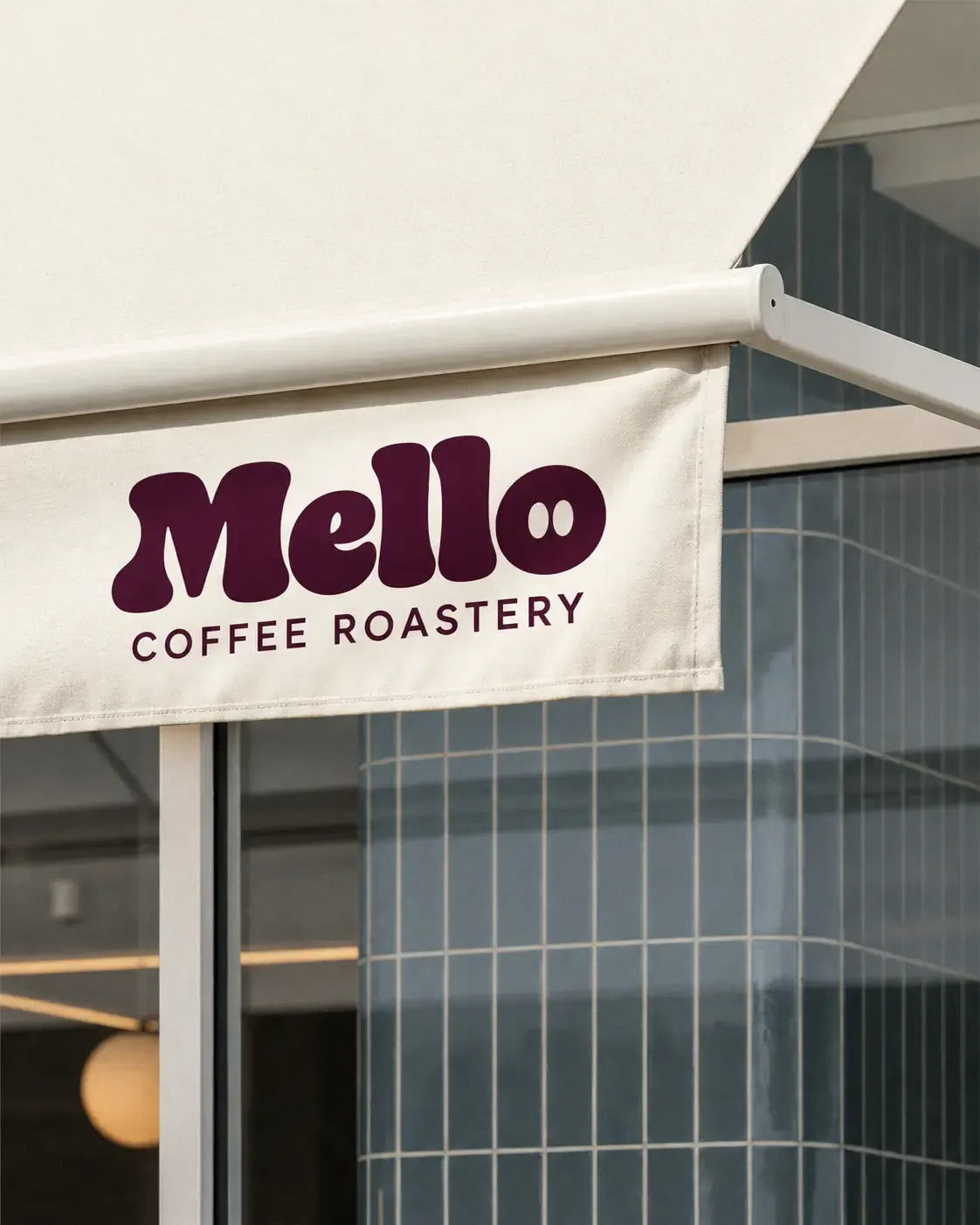 Letrero de toldo de la tostadora de café Mello | Prompts para la generación de imágenes por IA