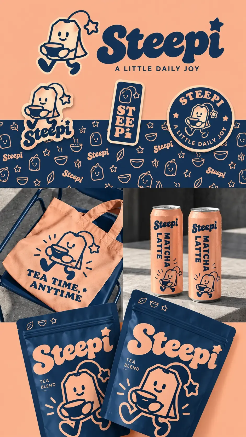 Steepi Tea Brand Identity and Packaging Mockup｜AI Image Generation Prompts