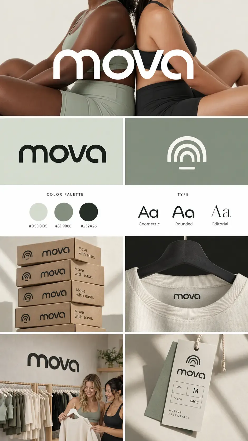 Mova Activewear Brand Identity and Logo Design｜AI Image Generation Prompts