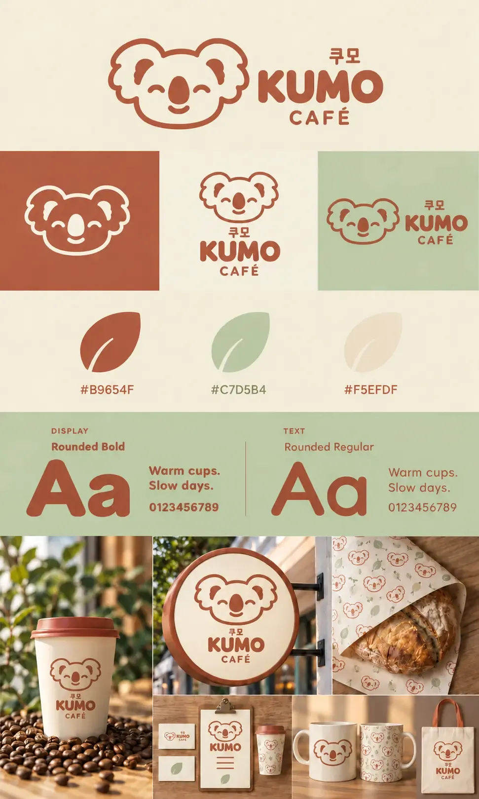 Kumo Cafe Koala Brand Identity Design｜AI Image Generation Prompts