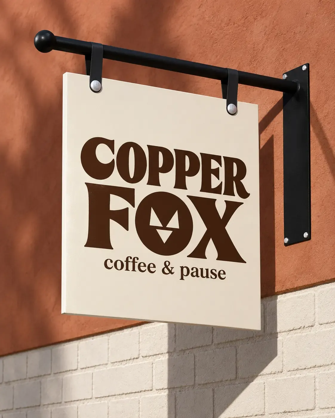 Letrero colgante de Copper Fox Coffee and Pause | Prompts para la generación de imágenes por IA