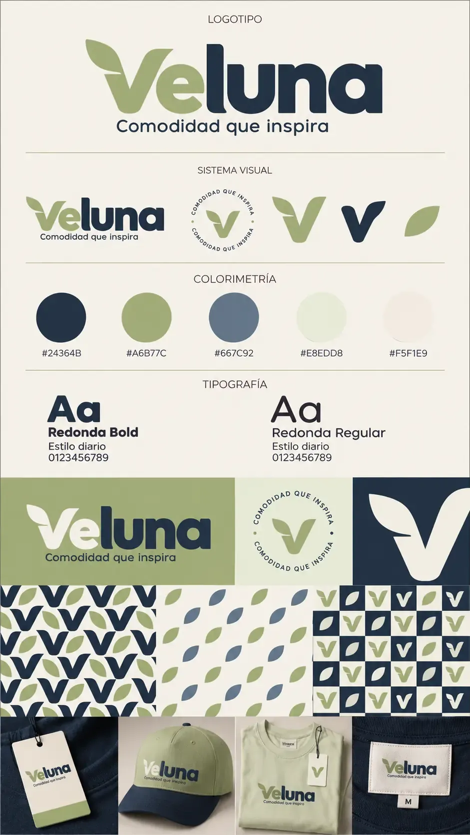 Hoja de identidad de marca y diseño de logotipo de Veluna | Prompts para la generación de imágenes por IA
