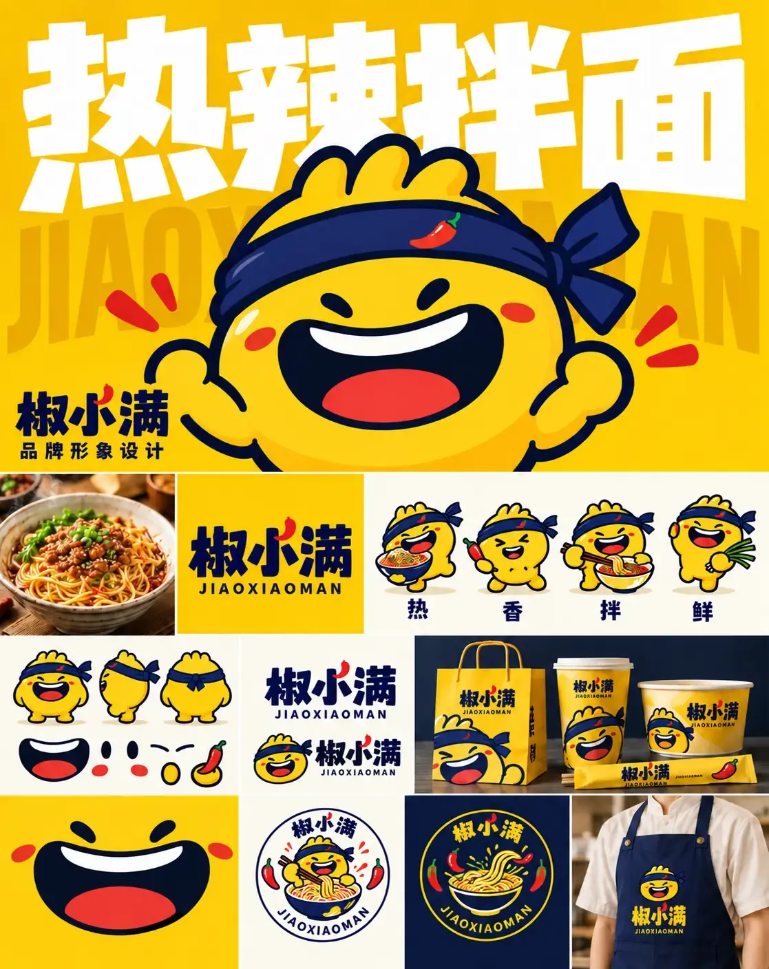 辛辣麵條品牌吉祥物與標誌設計｜AI圖像生成提示