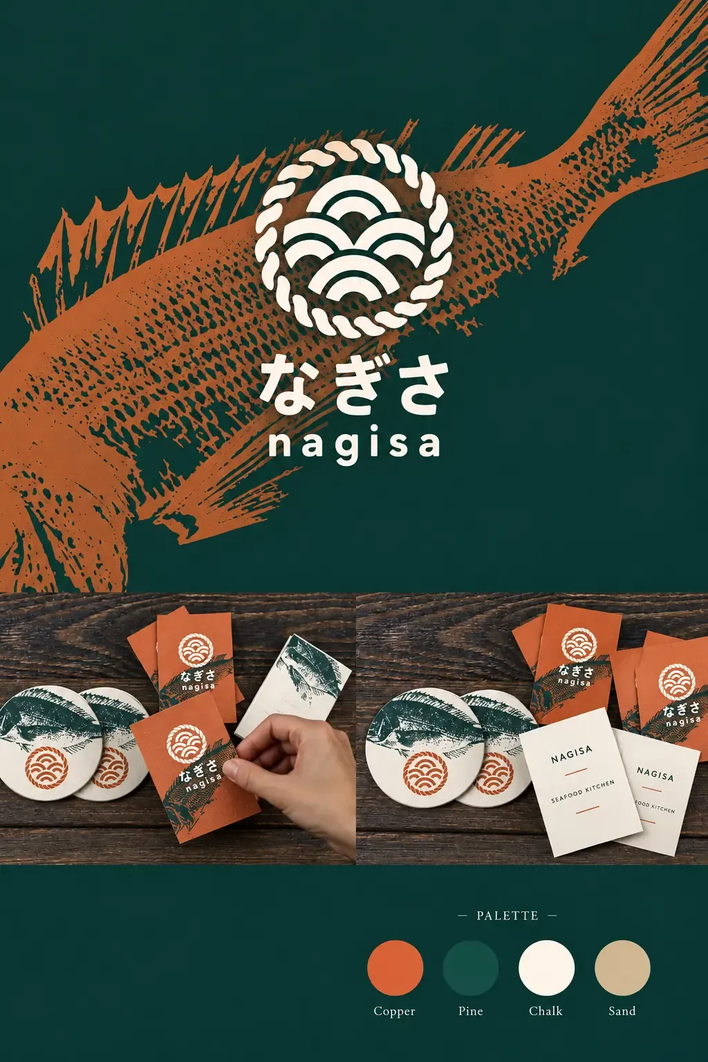 Nagisa Seafood Kitchen Brand Identity Design｜AI Image Generation Prompts