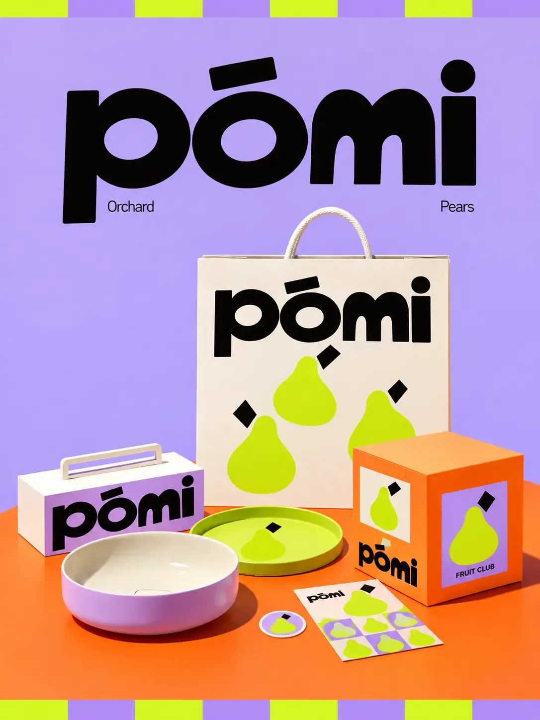Diseño de marca y de envases para peras Pomi Orchard | Prompts para la generación de imágenes por IA