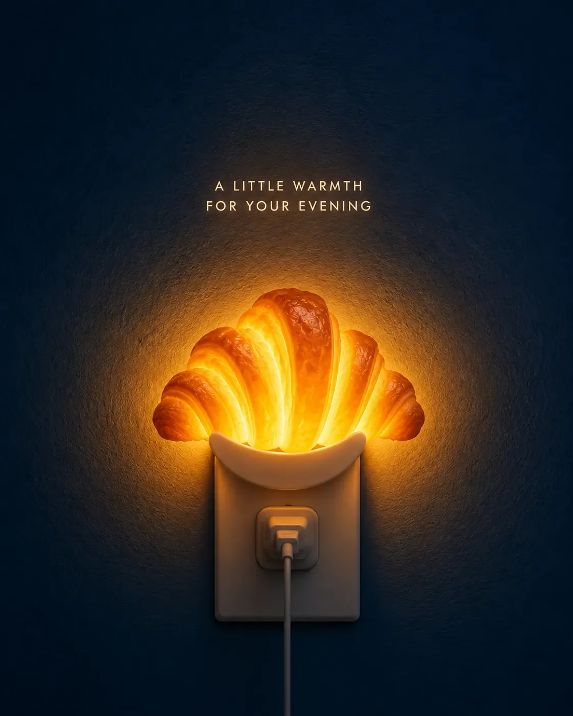 Luz nocturna de croissant luminoso enchufada a la pared | Sugerencias para la generación de imágenes por IA